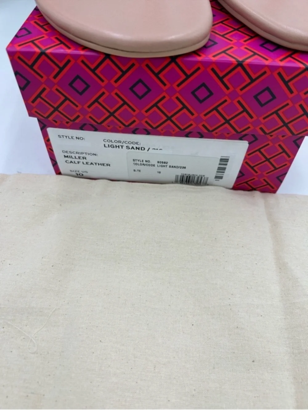 Women’s Tory Burch, MILLER soft calf, leather sandals in light sand size 10